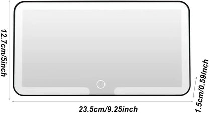 Portable USB Rechargeable LED Makeup Mirror Fashion Car Visor with Magnify and Three Color Lights Touch Switch Sun-Shading